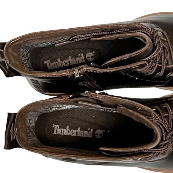 Timberland Sienna Side Zip High Waterproof Boot Heel Brown‎ Style: A24Tw logo - Picture 11 of 12